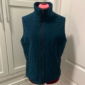 ALIA Quilted Lined Vest in Teal Blue Zippered Pockets Stretch Women's Size 10
